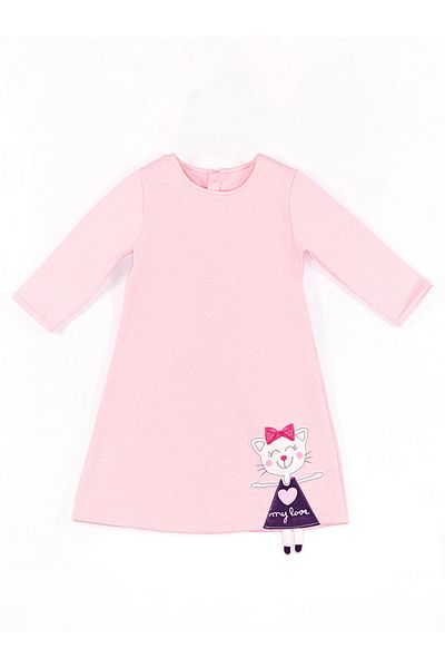 Denokids Mädchen - Rosa Winterkleid mit frechem Katzen-Print und langen Ärmeln