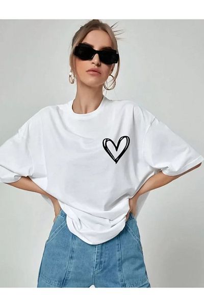 Viyamo Μπλουζάκι Unisex Printed Oversize - Λευκό