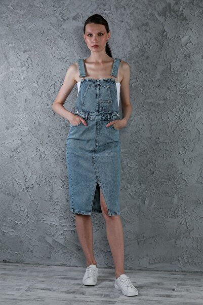 Livanomi Jean Midi Boy salopet Elbise