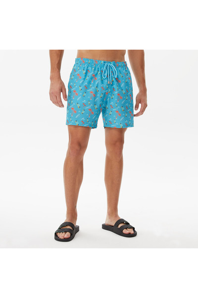 Nautica Erkek Mavi Baskılı Deniz Şortu