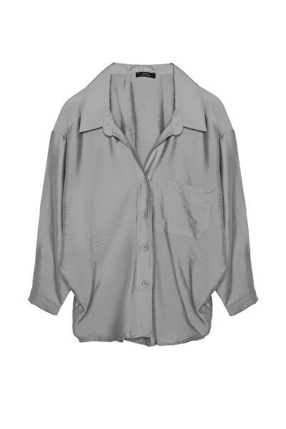 Quzu قميص نسائي رمادي - موديل 11578