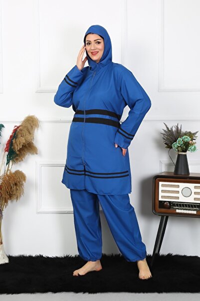 Akbeniz Costum de baie Hijab mărime mare 7XL-8XL-9XL-10XL Indigo 55010