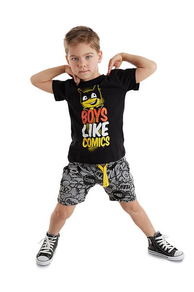 Denokids طقم شورت تي شيرت للأولاد الكرتوني