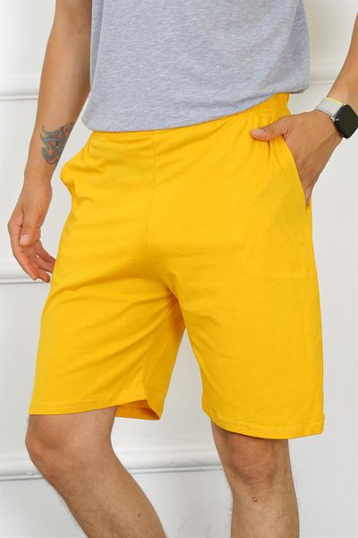 Akbeniz Pantaloni scurți galbeni din bumbac pentru bărbați 27484