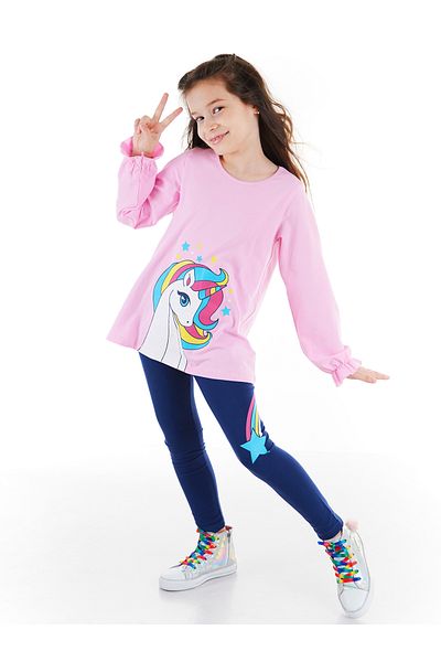 Denokids Set aus T-Shirt und Tunika-Leggings mit Regenbogenstern für Mädchen