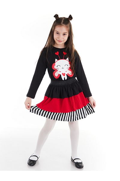 Denokids Süßes Herz-T-Shirt-Rock-Set für Mädchen