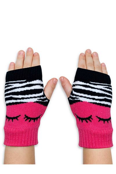 Denokids Fingerlose Handschuhe in Rosa und Schwarz für Mädchen von Zebra