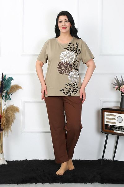Akbeniz Women's Large Size Mink Pajama Set202403