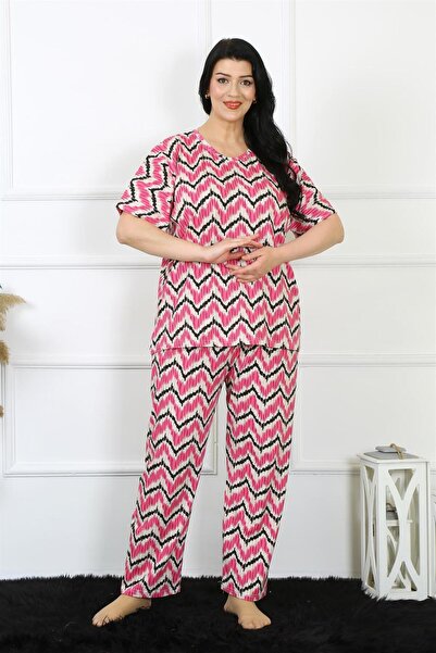Akbeniz Women's 5XL-6XL-7XL-8XL Large Size Short Sleeve Pajamas Suit 75009