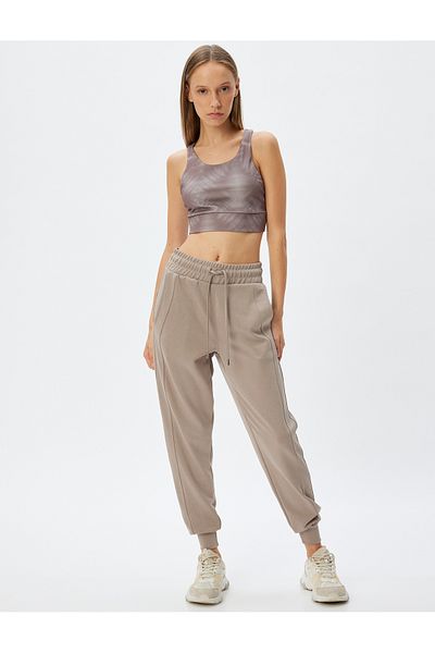 Koton Jogginghose mit hoher Taille, Schnürung – Modalmischung mit Taschen und Nahtdetails