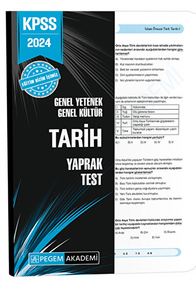Pegem Akademi Yayıncılık 2024 KPSS Genel Yetenek Genel Kültür Tarih Yaprak Test