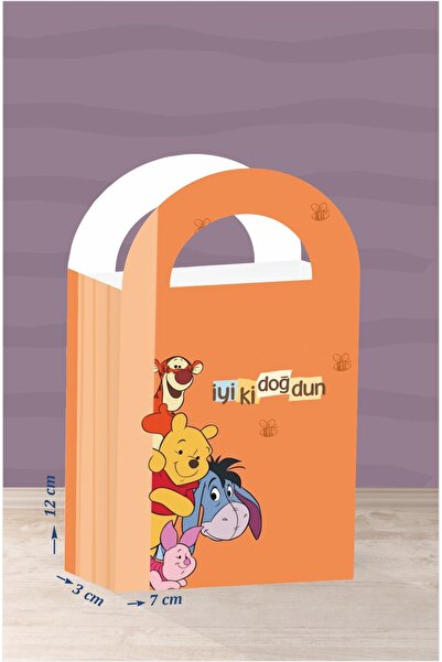 neşeli günlerim Winnie The Pooh Friends Teması Mini Çanta 12x7 cm 8'li Paket