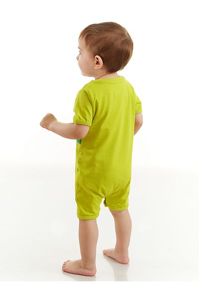 Denokids Crocodile Baby Boy Cotton Summer Green Jumpsuit