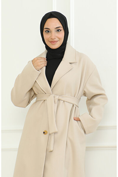 sefamerve Double Breasted Large Size Cap - Single Button, Cream 712510 -02