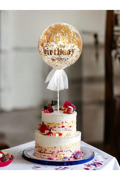 Parti Adresi Cake Over Balloon Kit Transparent Balloon with Sequins Gold