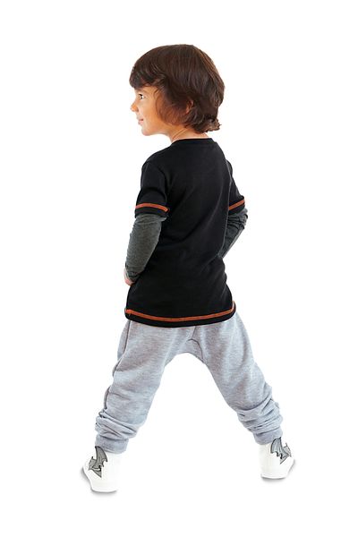 Denokids Σετ Φούτερ μπλουζάκι Rhino Boy Black