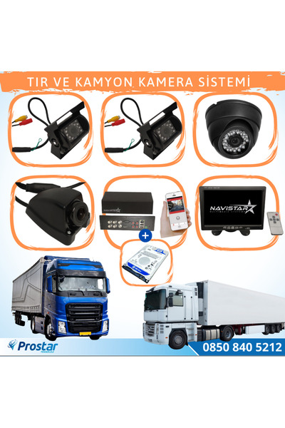 Navistar Tır Ve Kamyonlar Için Uzaktan Izlemeli 4 Kameralı 1 Tb Harddisk Kame...