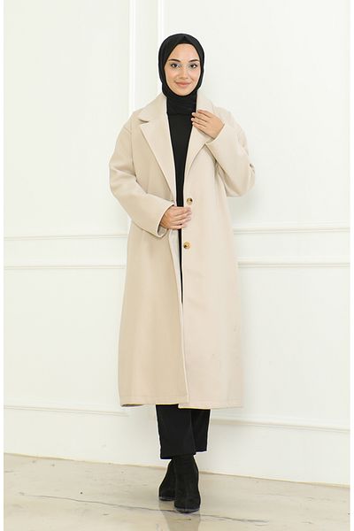 sefamerve Κύπελλο διπλού στήθους Plus Size - Μονό κουμπί, Κρέμα 712510 -02
