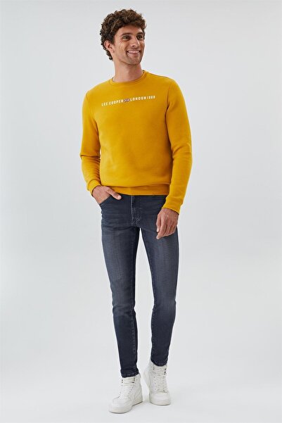 Lee Cooper بنطلون جينز رجالي من Jeff ذو خصر عادي وقصة ضيقة جدًا باللون الرمادي