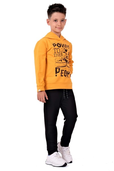 Minikadam Apricot Mnk0616 - Power Printed Hooded Children's Tracksuit