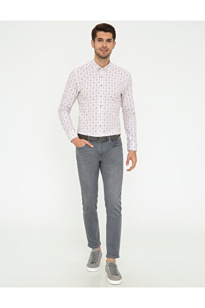 Pierre Cardin Ανοιχτό καφέ εφαρμοστό μακρυμάνικο πουκάμισο 50248114-VR002