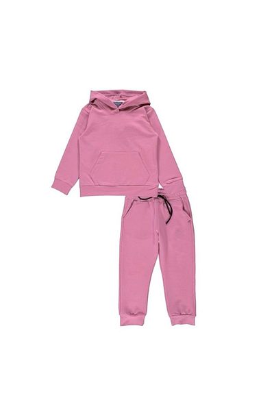 Mnk Baby&Kids Παιδική αθλητική φόρμα Dusty Rose Basic Hooded - Kangaroo Pocket, MNK0611