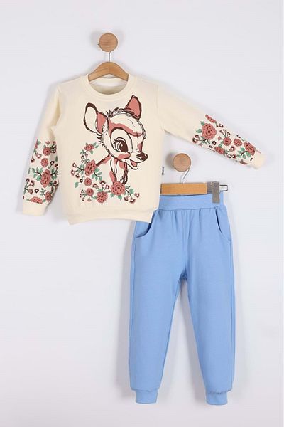 Mnk Baby&Kids Φόρμα για κορίτσια - Gazelle Motif, MNK0621 ΜΠΛΕ