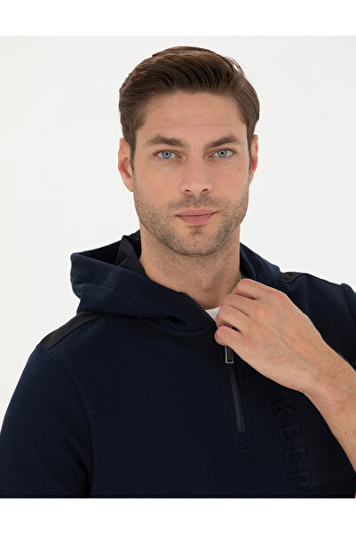 Pierre Cardin Lacivert Regular Fit Kapüşonlu Sweatshirt 50273423-VR033