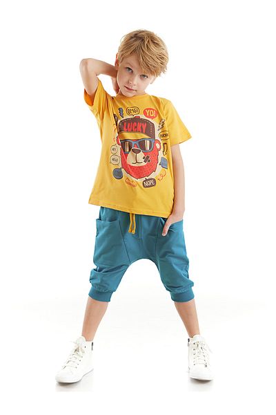 Denokids Lucky Bear Boy's T-shirt Capri Shorts Set