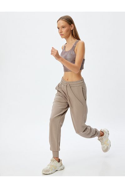 Koton Jogginghose mit hoher Taille, Schnürung – Modalmischung mit Taschen und Nahtdetails