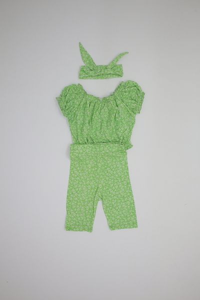 rg kidsstore Комплект от къси панталонки и блуза с флорални мотиви за момиче