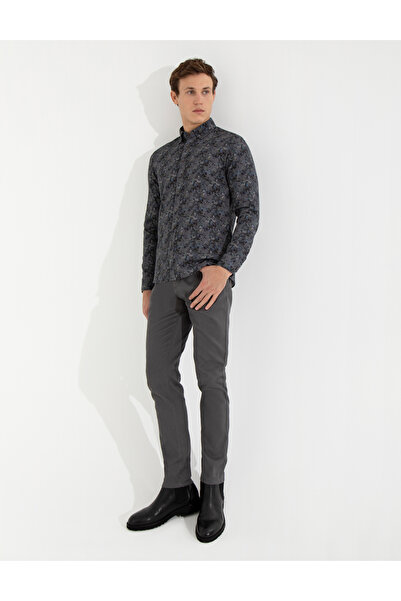 Pierre Cardin Dark Gray Slim Fit Canvas Trousers 50255173-Vr080