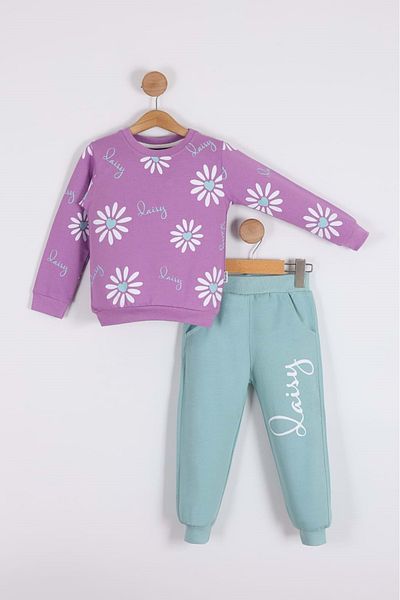 Mnk Baby&Kids Анцуг за момиче с маргаритки и люляк - MNK0623