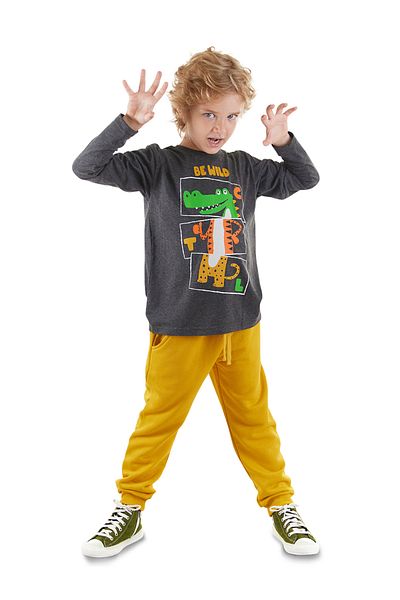 Denokids Be Wild Αγόρι T-shirt Παντελόνι Φόρμας Σετ