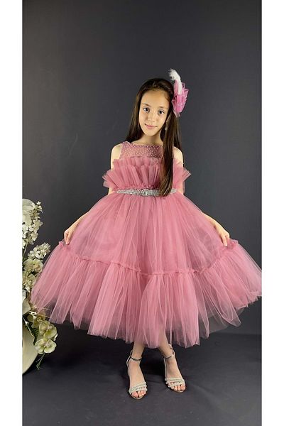 Mnk Buket Model Girl's Evening Dress Pink