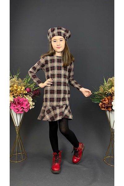 Mnk Baby&Kids Winter Black Long Sleeve Girl's Dress with Hat - Mnk0412