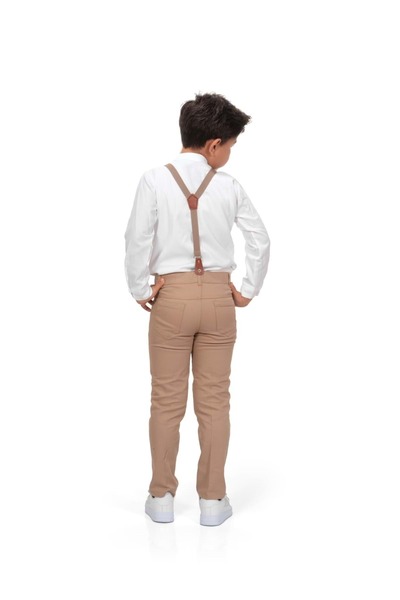 Mnk Baby&Kids Oxford Gömlek Uzun Pantolon Erkek Çocuk Takımı MNK0302 KAHVERENGİ