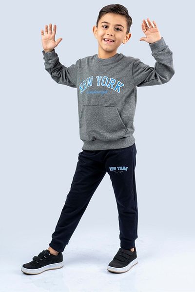 Mnk Baby&Kids Gray New York Printed Tracksuit Set - Mnkdm1001