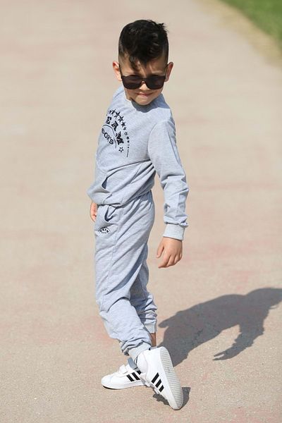 Mnk Baby&Kids Sport Παιδική γκρι εποχιακή αθλητική φόρμα - Kangaroo Pocket, 2 Thread Mnk0506