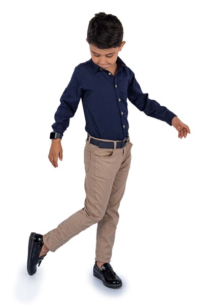Mnk Baby&Kids Tarz Gömlek Gabardin Pantolon Erkek Çocuk Takım Mnk0422 Lacivert - Bej