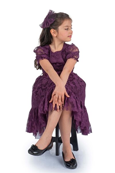 Mnk Daisy Lace Girls' Dress Mnk0332 Purple
