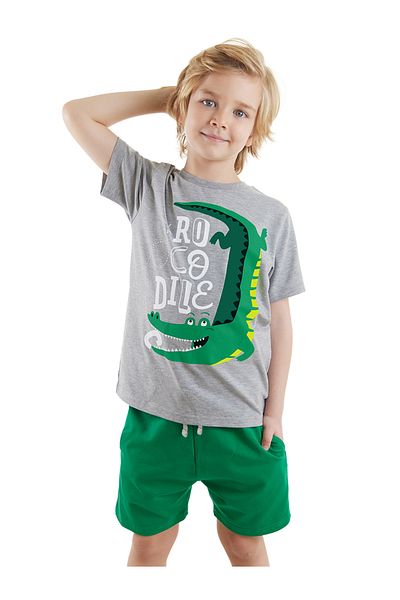 Denokids Sommer-Set aus T-Shirt und Shorts in Kroko-Optik für Jungen