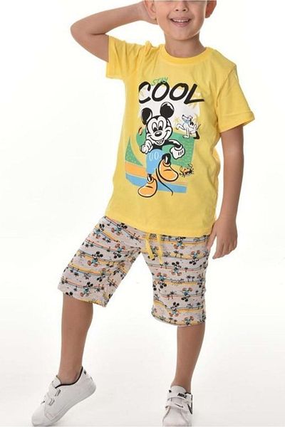 Mnk Baby&Kids Cool Stay Yellow Shorts Set for Boy - Mnk0500