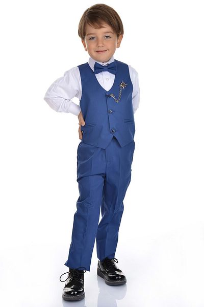 Mnk Tuxedo Boy Suit with Vest 0273 Indigo
