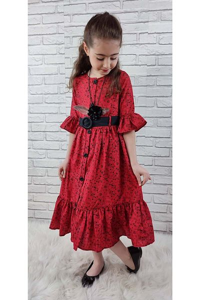 Mnk Vintage Basma Girl's Dress 0299 Red