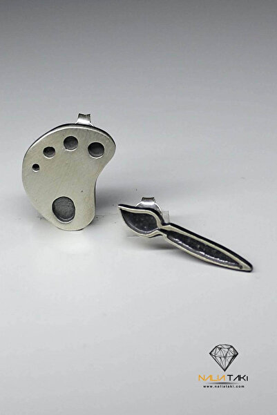 Nalia takı Palet ve Fırça Gümüş Küpe