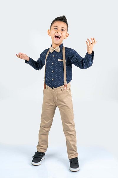 Mnk Baby&Kids Printed Oxford Boy's Suit Mnk0479 Indigo
