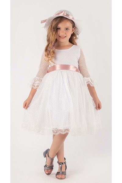Mnk Rochie Epocă Buline Dublă Pălărie Albă
