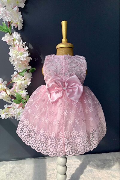 Mnk Baby&Kids Dantelli Kız Bebek Elbise PNPN152 PEMBE