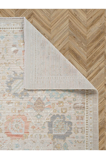 KONFOR Rustik 2221 Classic Vintage Living Room Beige Country Kitchen Rug – Non-Dust, Soft Machine-Made Rug,